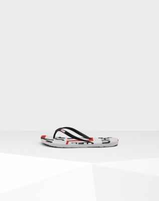 Black Men's Hunter Original Exploded Logo Flip Flops | AYFZ-81246