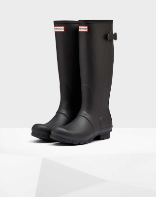 Black Women's Hunter Original Back Wellington Tall Rain Boots | UFQK-69748