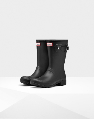 Black Women's Hunter Original Tour Foldable Short Rain Boots | ROIF-03617