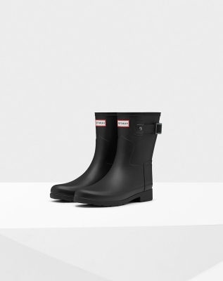 Black Women's Hunter Refined Slim Fit Short Rain Boots | XLDN-40365