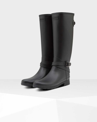 Black Women's Hunter Refined Slim Fit Wellington Tall Rain Boots | RNEG-25671