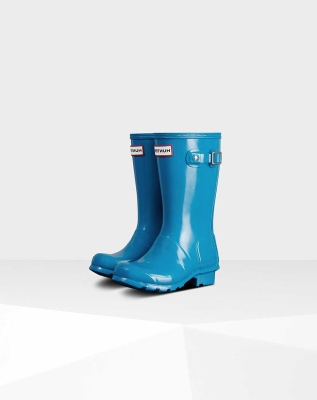 Blue Kids' Hunter Original Big Gloss Wellington Short Rain Boots | IFSB-80516