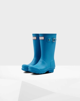 Blue Kids' Hunter Original Big Wellington Short Rain Boots | MPUX-53217