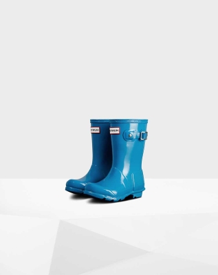 Blue Kids' Hunter Original Little Gloss Wellington Short Rain Boots | DBIL-75146