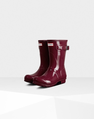 Burgundy Women's Hunter Original Gloss Short Rain Boots | GRTJ-24580