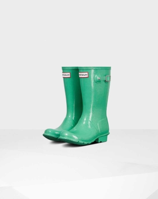 Green Kids' Hunter Original Big Starcloud Wellington Short Rain Boots | XBWY-09618