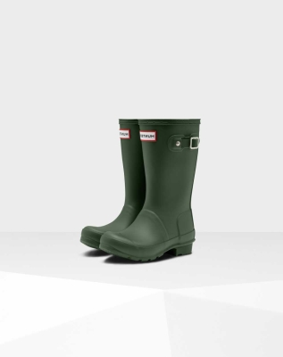 Green Kids' Hunter Original Big Wellington Short Rain Boots | YGDH-10673