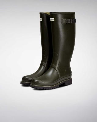 Green Men's Hunter Balmoral Wide Fit Wellington Tall Rain Boots | WAIP-96801