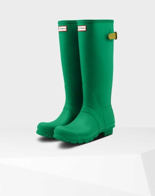 Green Women's Hunter Original Back Wellington Tall Rain Boots | HYPS-26358