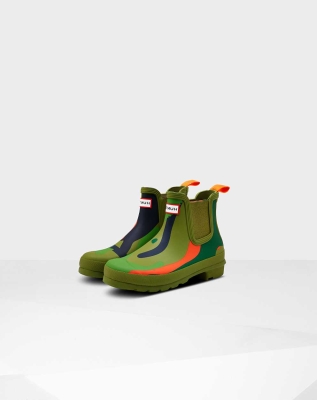 Green Women's Hunter Original Rockpool Camo Chelsea Boots | CMWN-58197