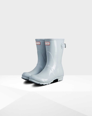 Grey Women's Hunter Original Back Gloss Wellington Short Rain Boots | EGSR-97431