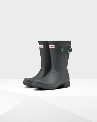 Grey Women's Hunter Original Tour Foldable Short Rain Boots | VBWD-13896