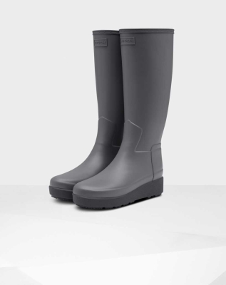 Grey Women's Hunter Refined Slim Fit Creeper Wellington Tall Rain Boots | HNWF-61052