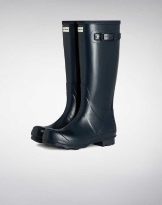 Navy Men's Hunter Norris Field Wellington Tall Rain Boots | OZIQ-23089