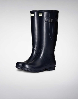 Navy Women's Hunter Norris Field Side Wellington Short Rain Boots | QWNB-13506