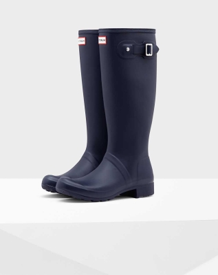 Navy Women's Hunter Original Tour Foldable Wellington Tall Rain Boots | XWNS-76813