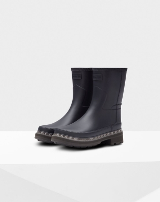 Navy Women's Hunter Refined Stitch Detail Short Rain Boots | EITG-64823