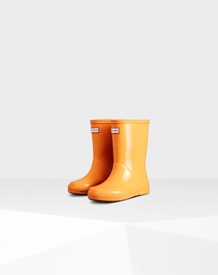 Orange Kids' Hunter Original First Classic Gloss Wellington Short Rain Boots | ZSMR-62498