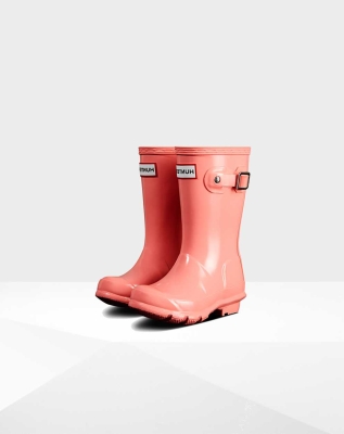 Pink Kids' Hunter Original Big Gloss Wellington Short Rain Boots | WZMB-92308