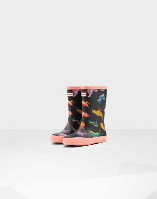 Pink Kids' Hunter Original First Classic Sea Monster Print Wellington Short Rain Boots | EPTD-32785