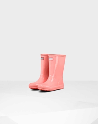 Pink Kids' Hunter Original First Classic Gloss Wellington Short Rain Boots | OLJV-50469