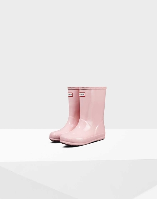 Pink Kids' Hunter Original First Classic Gloss Wellington Short Rain Boots | SOPD-20418