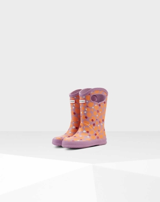 Pink Kids' Hunter Original First Spot Camo Grab Handle Wellington Short Rain Boots | BYWG-51892