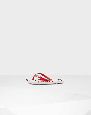 Red Women's Hunter Original Exploded Logo Flip Flops | WABE-14802