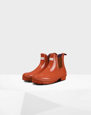 Red Women's Hunter Original Gloss Chelsea Boots | BIAX-94217