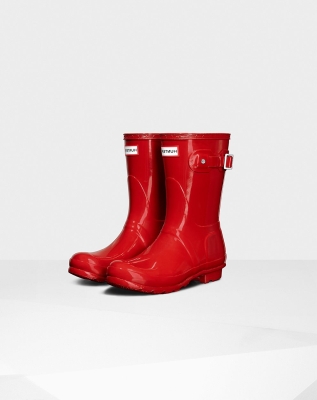 Red Women's Hunter Original Gloss Short Rain Boots | SAVB-28506