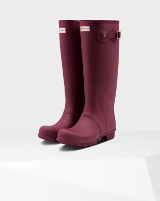 Red Women's Hunter Original Wide Leg Wellington Tall Rain Boots | HZEG-87629