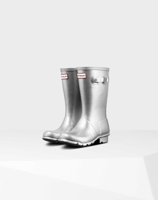 Silver Kids' Hunter Original Big Cosmic Wellington Short Rain Boots | QGWE-19623