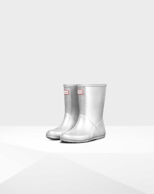 Silver Kids' Hunter Original First Classic Metallic Wellington Short Rain Boots | ZIJV-28604