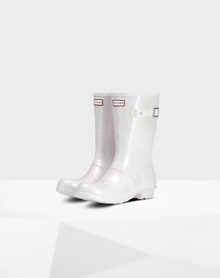 Silver Women's Hunter Original Nebula Short Rain Boots | TLCD-38964